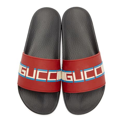 gucci red pursuit pool slides|size 14 Gucci slides.